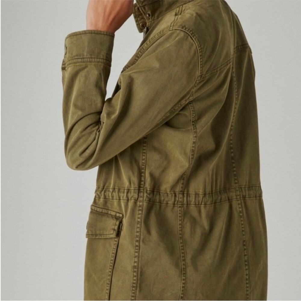 Lucky Brand Jacket Medium Green Cargo Coat Distressed Military Utility - Picture 4 of 16